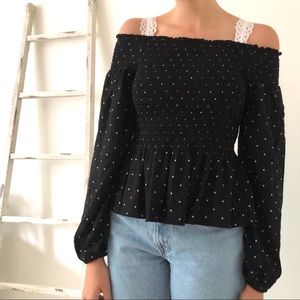 Japna Black & white polka dot top, trendy & comfy